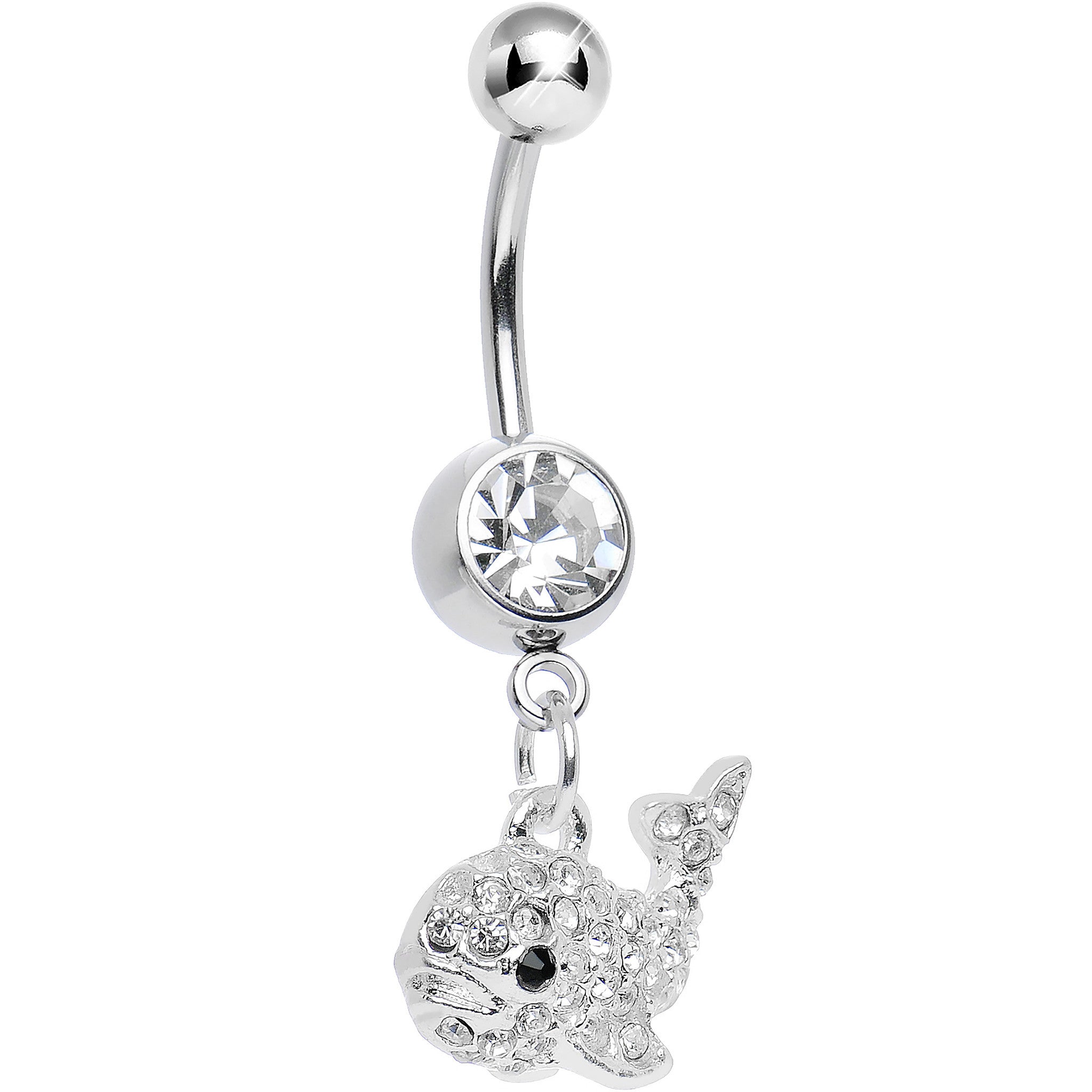 Crystalline Gem Tail of the Whale Dangle Belly Ring