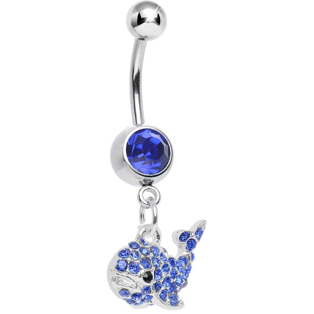 Blue Gem Tail of the Whale Dangle Belly Ring