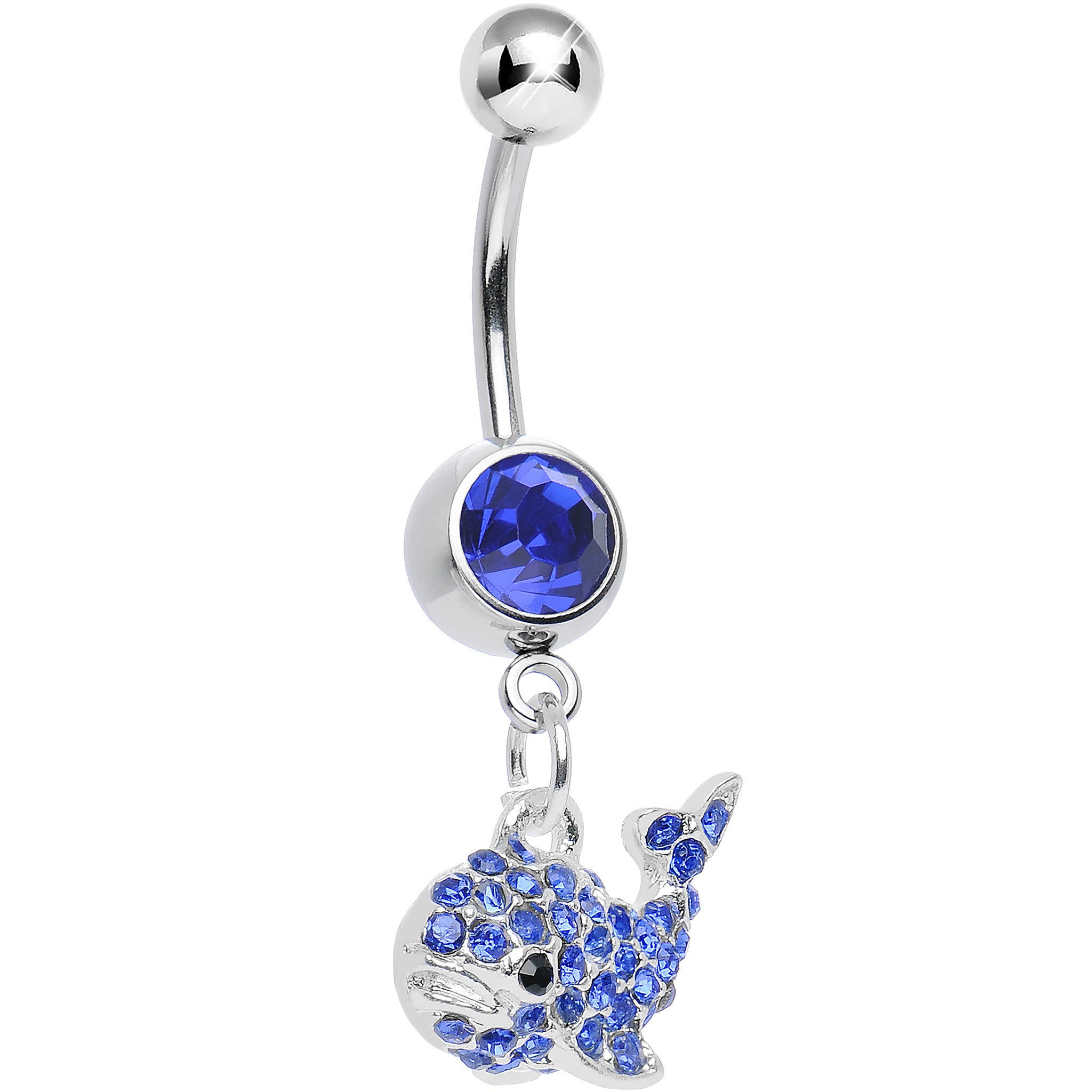 Blue Gem Tail of the Whale Dangle Belly Ring