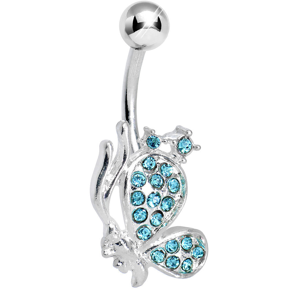 Aqua Gem Shy Butterfly Belly Ring