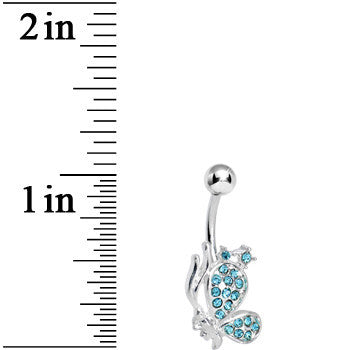 Aqua Gem Shy Butterfly Belly Ring