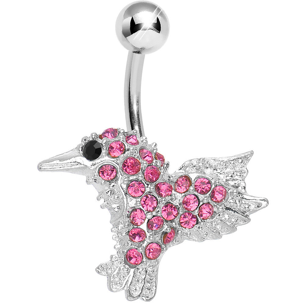 Pink Gem As the Crow Flies Bird Belly Ring