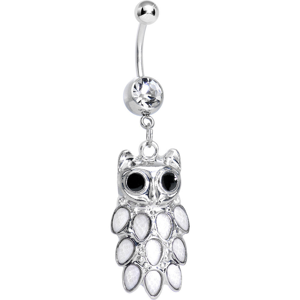 Crystalline Gem Dressed Up Owl Dangle Belly Ring