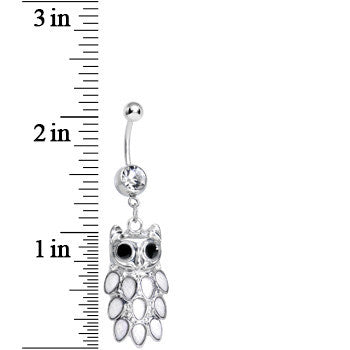 Crystalline Gem Dressed Up Owl Dangle Belly Ring