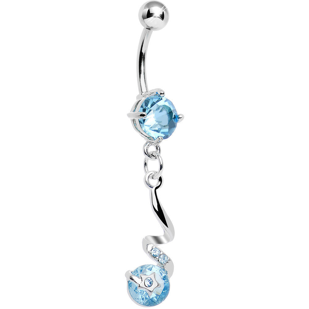 Aqua Gem Twisting Delight Star Gem Dangle Belly Ring