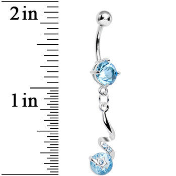 Aqua Gem Twisting Delight Star Gem Dangle Belly Ring