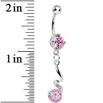 Pink Gem Twisting Delight Star Gem Dangle Belly Ring