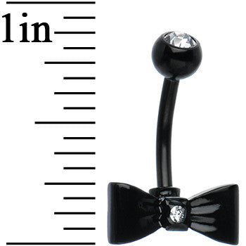 Clear Gem Total Sophistication Black Bow Tie Belly Ring