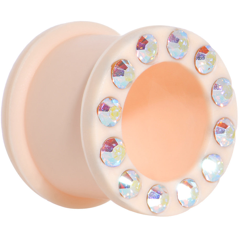 9/16 Aurora Gem Peach Silicone Double Flare Tunnel