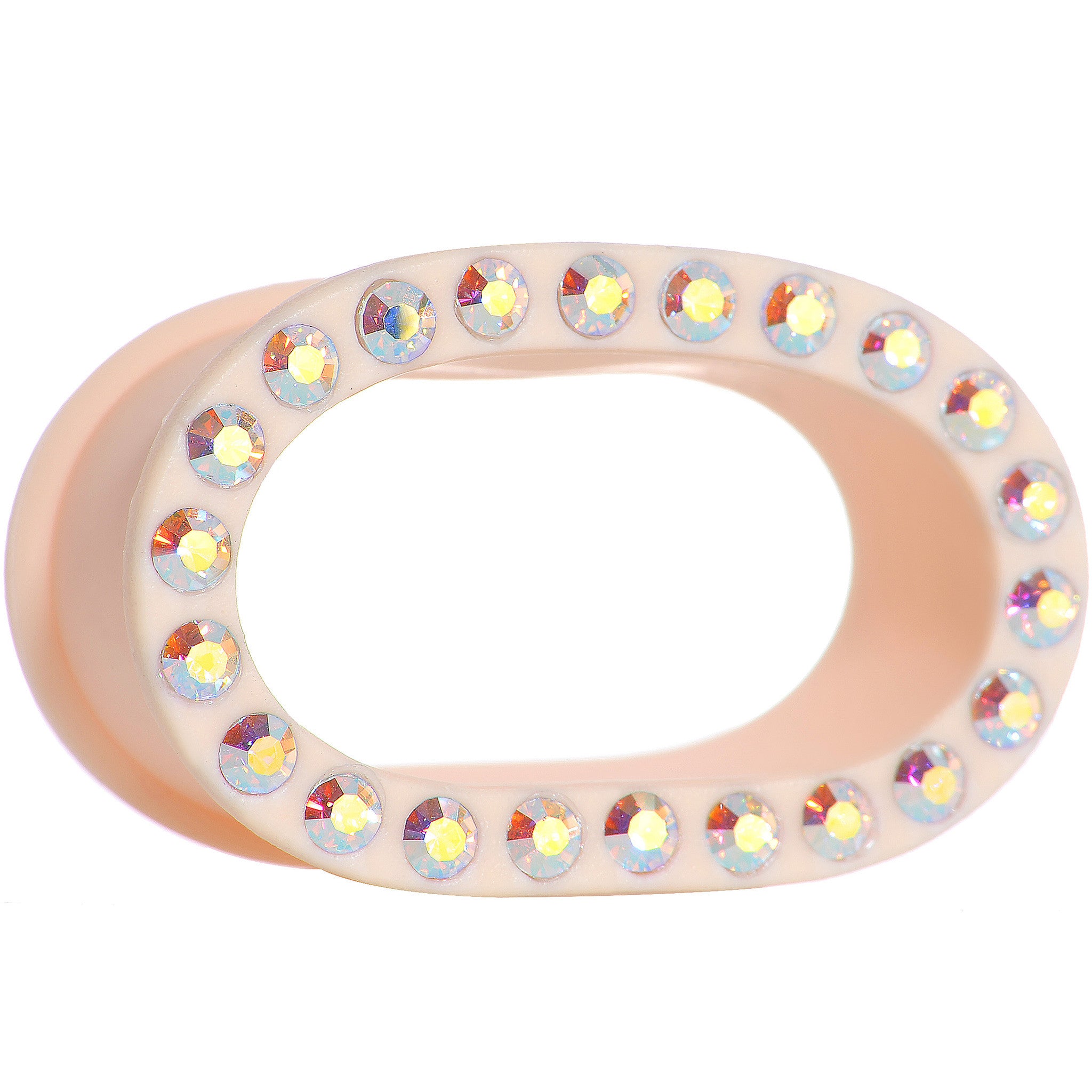 9/16 Aurora Gem Peach Silicone Double Flare Tunnel