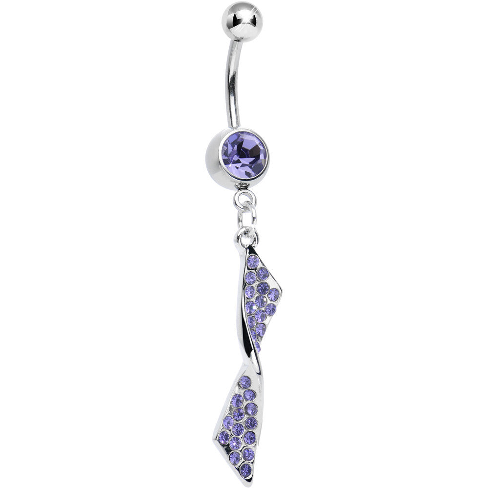 Purple Gem Brilliant Twist Dangle Belly Ring