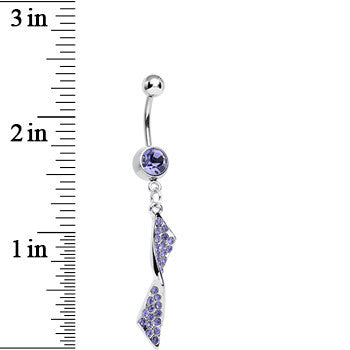 Purple Gem Brilliant Twist Dangle Belly Ring