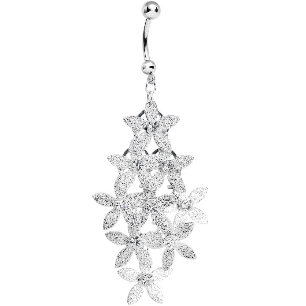 Clear Gem Gleaming Tower of Flowers Chandelier Belly Ring