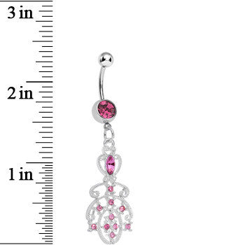 Pink Gem Elegant Equality Dangle Belly Ring