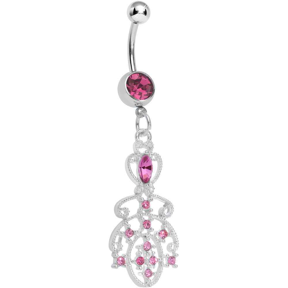 Pink Gem Elegant Equality Dangle Belly Ring