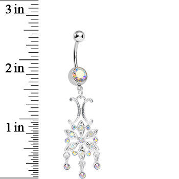 Aurora Gem Symmetrical Star Flower Dangle Belly Ring