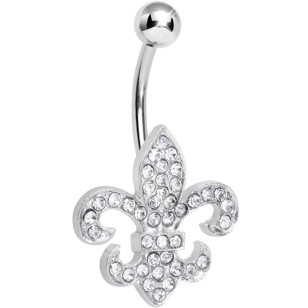 Crystalline Gem Fabulous Fleur de Lis Belly Ring