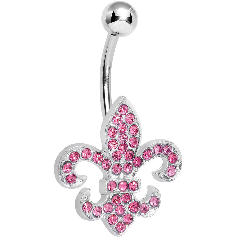 Pink Gem Fabulous Fleur de Lis Belly Ring