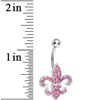 Pink Gem Fabulous Fleur de Lis Belly Ring