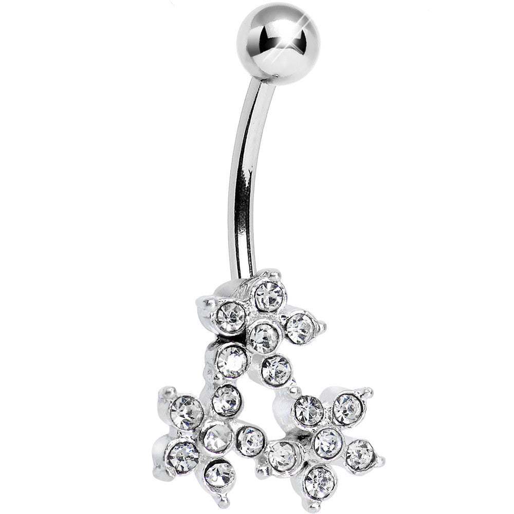 Crystalline Gem Trio of Flowers Belly Ring