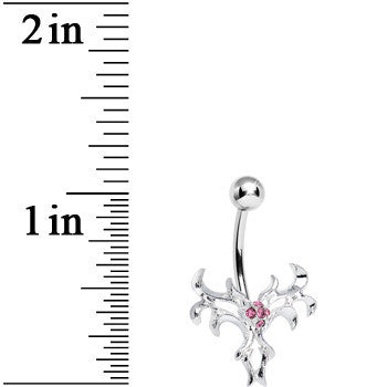 Pink Gem Exotic Leaves Belly Ring