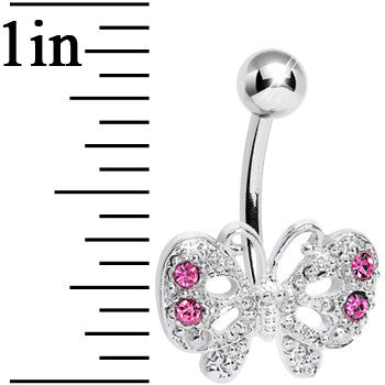 Pink Gem Enchanting Butterfly Belly Ring