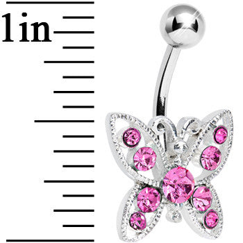 Pink Gem Glamorous Butterfly Belly Ring