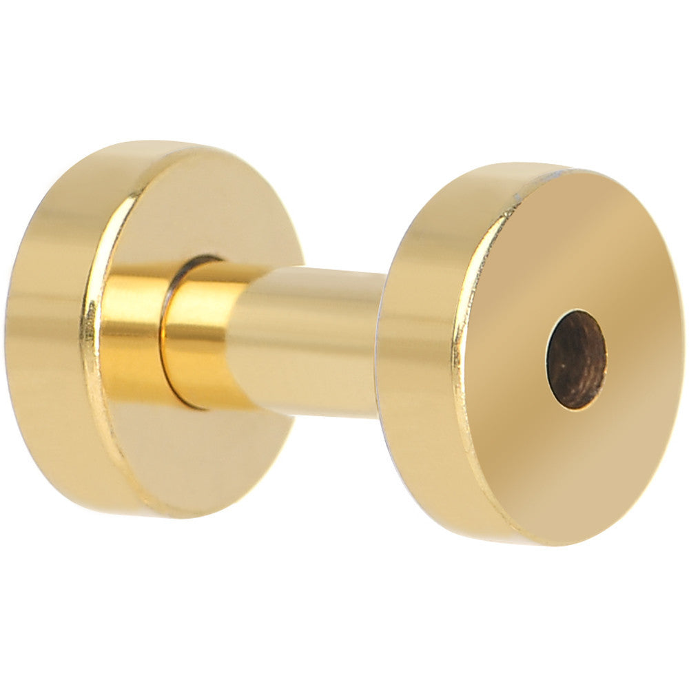 10 Gauge PVD Gold Titanium Screw Fit Tunnel