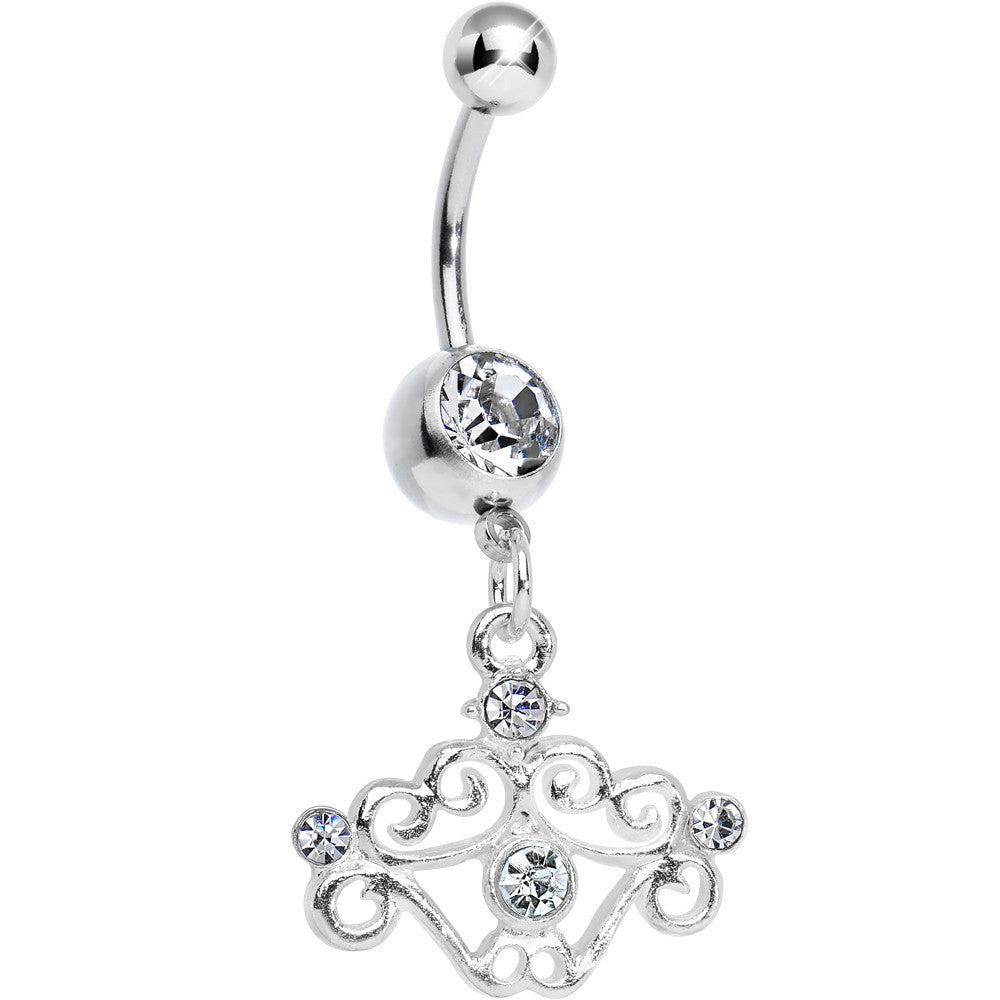 Crystalline Gem Fancy Swirled Cupcake Dangle Belly Ring