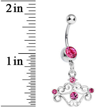 Pink Gem Fancy Swirled Cupcake Dangle Belly Ring