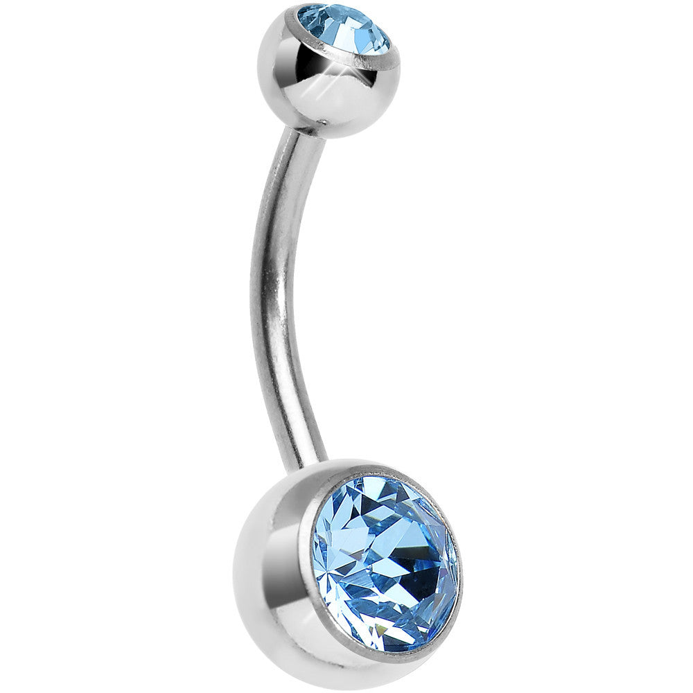 Aqua Seas Double Gem Titanium Belly Ring 1/2