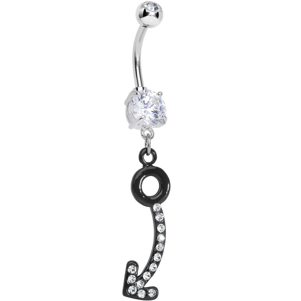 Clear Gem Black Glamour Arrow Dangle Belly Ring