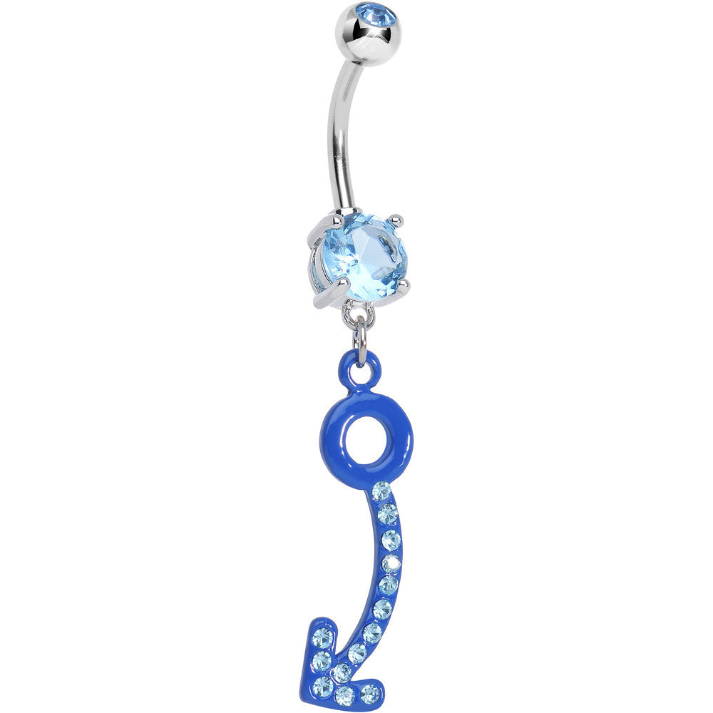 Aqua Gem Blue Glamour Arrow Dangle Belly Ring