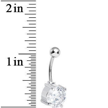 Crystalline Gem Round Brilliant Solitaire Belly Ring