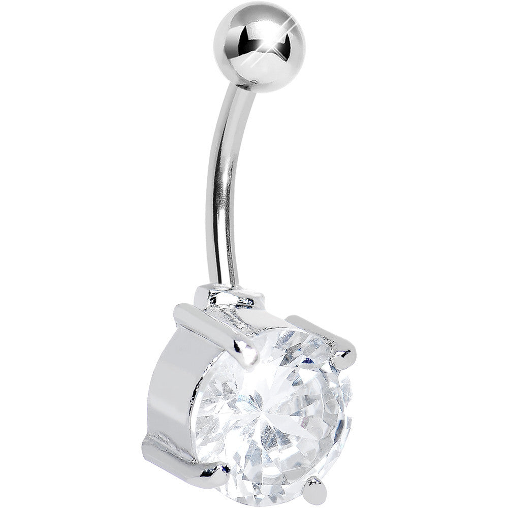 Crystalline Gem Round Brilliant Solitaire Belly Ring