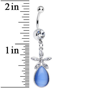 Clear Gem Star Flower Teardrop Stone Dangle Belly Ring