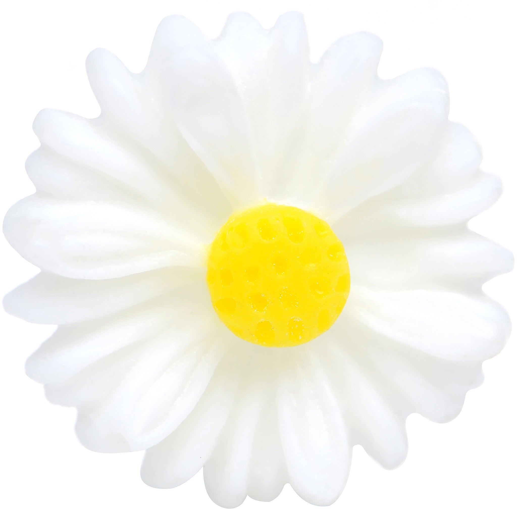 2 Gauge White Acrylic White Daisy Flower Single Flare Plug