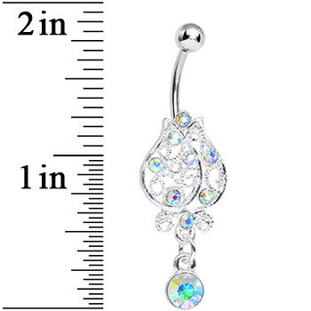 Aurora Gem Brilliant Rosebud Dangle Belly Ring