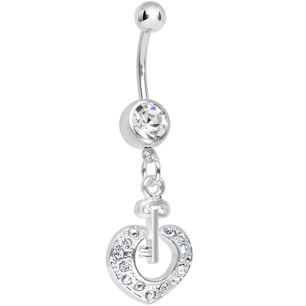 Crystalline Gem Your Heart Has the Key Dangle Belly Ring