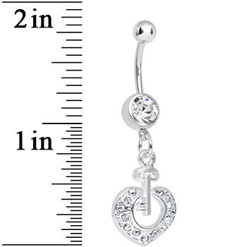 Crystalline Gem Your Heart Has the Key Dangle Belly Ring