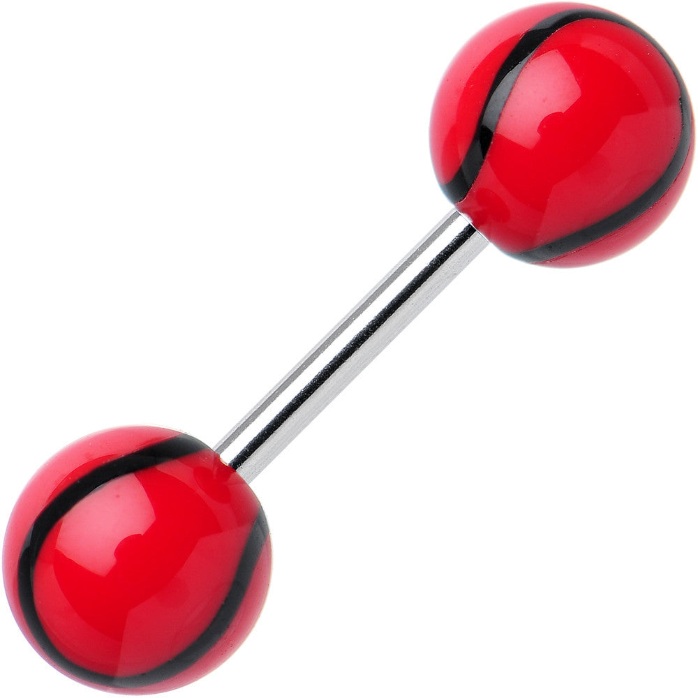 Red Acrylic Playing Doubles Tennis Ball Barbell Eyebrow Ring