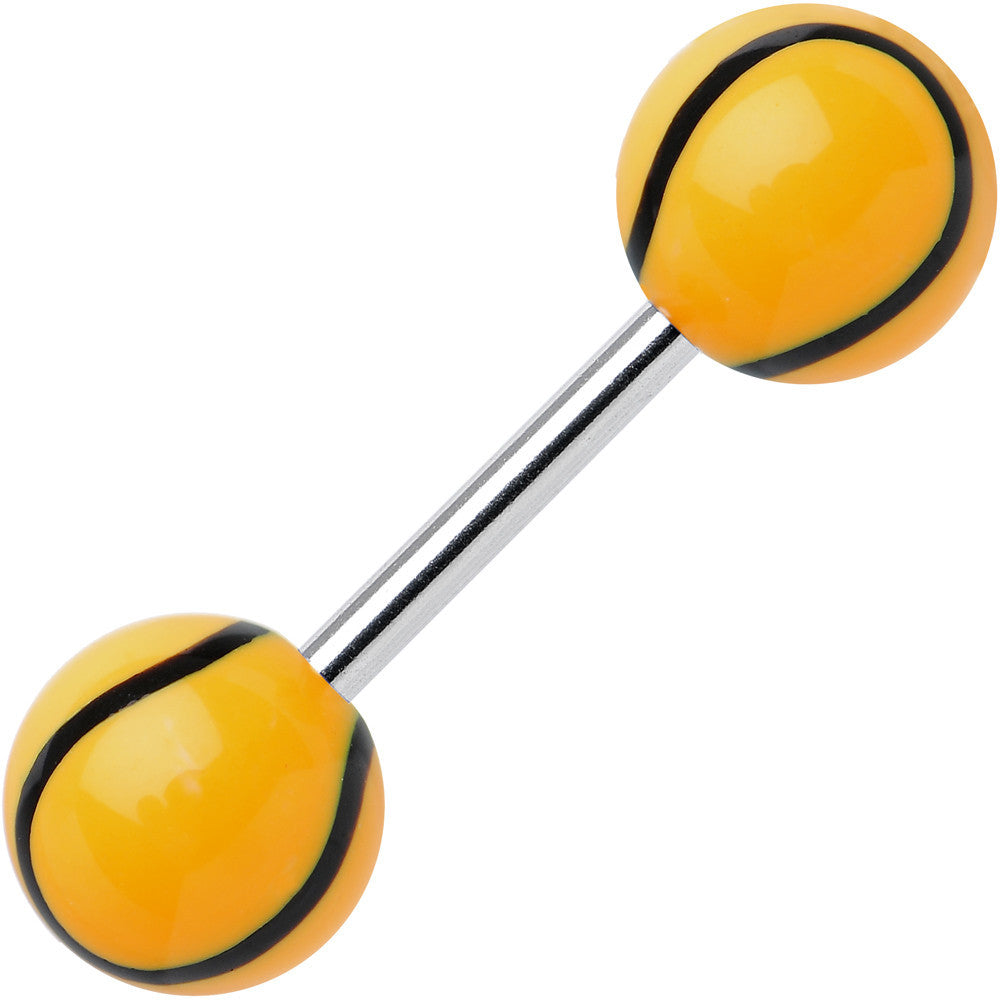 Yellow Acrylic Playing Doubles Tennis Ball Barbell Eyebrow Ring