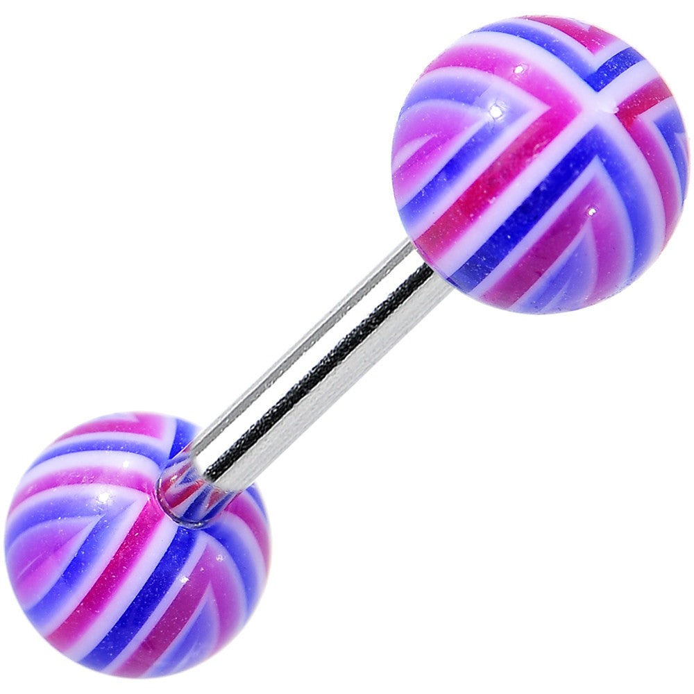 14 Gauge Pink Blue Acrylic Sweet Blush Barbell Tongue Ring 5/8