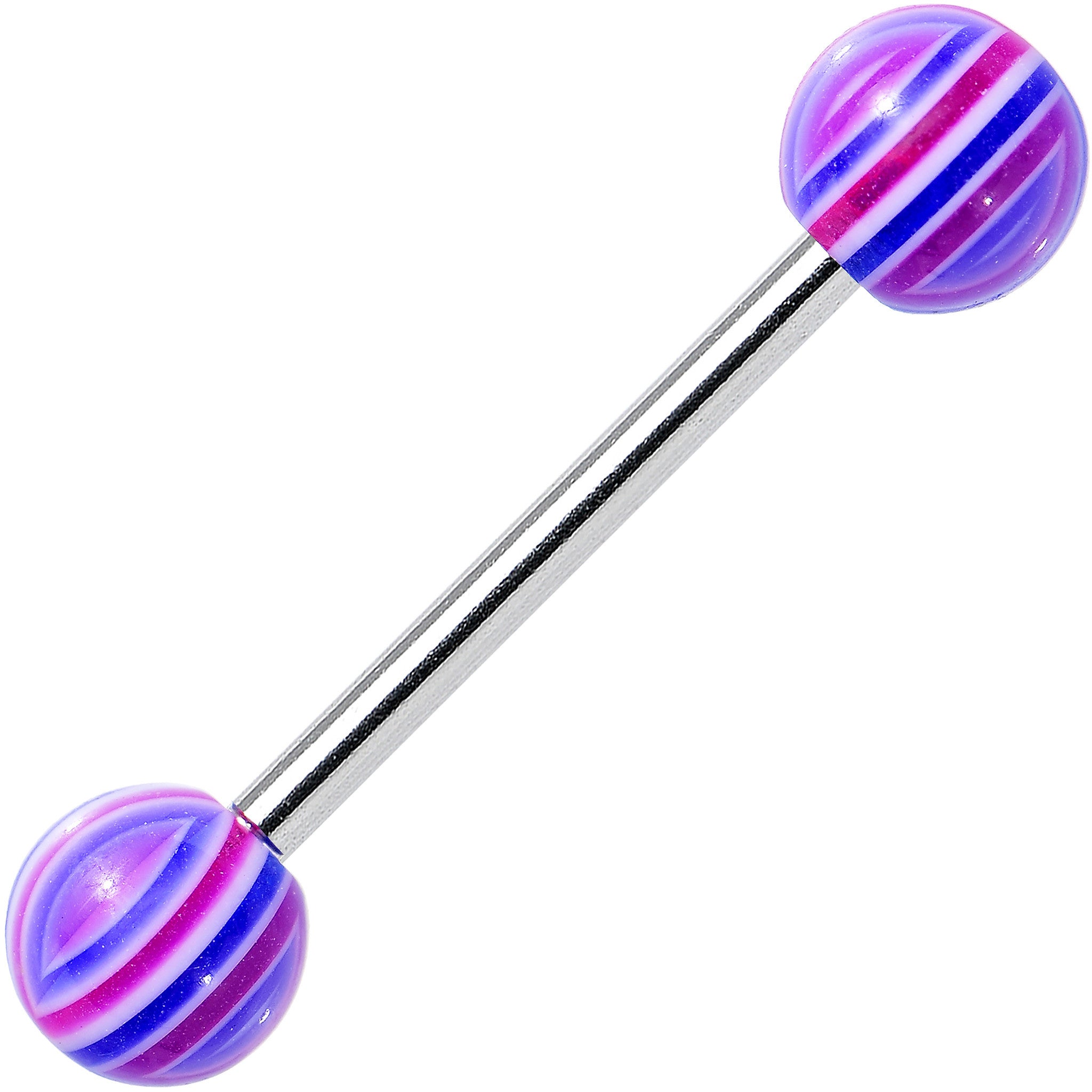 14 Gauge Pink Blue Acrylic Sweet Blush Barbell Tongue Ring 5/8