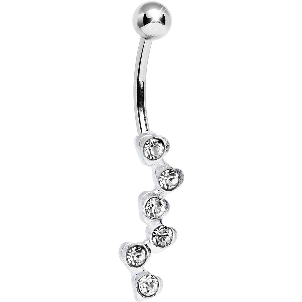 Clear Gem Shower of Hearts Belly Ring