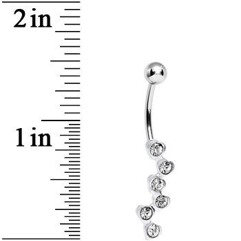 Clear Gem Shower of Hearts Belly Ring