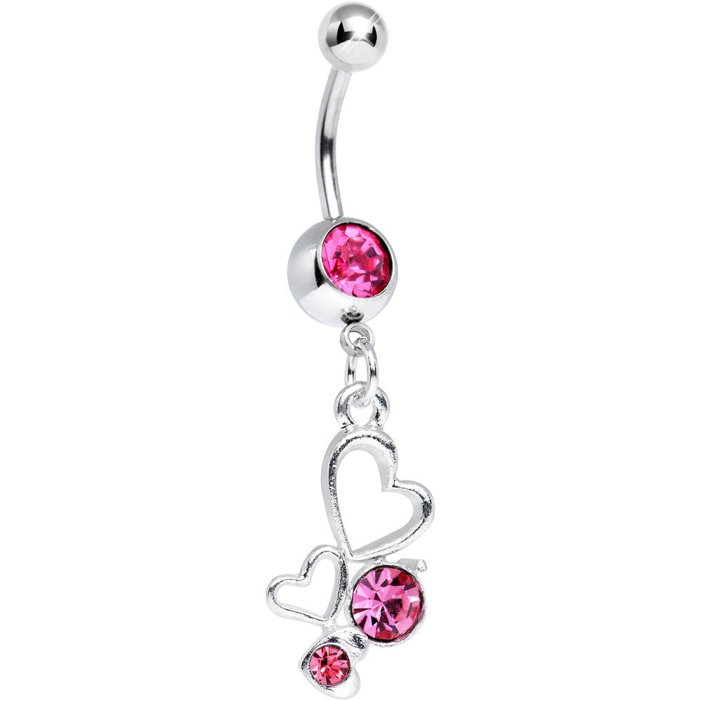 Pink Gem Glimmering Kindred Hearts Dangle Belly Ring