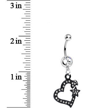 Clear Gem Celestial Bodies Dark Heart Dangle Belly Ring