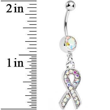 Aurora Gem Fashionable Awareness Ribbon Dangle Belly Ring