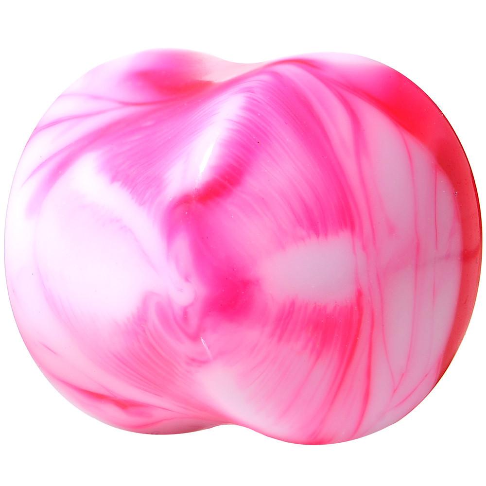 Acrylic Pink and White Marbled Saddle Plug 6 Gauge to 1 Inch